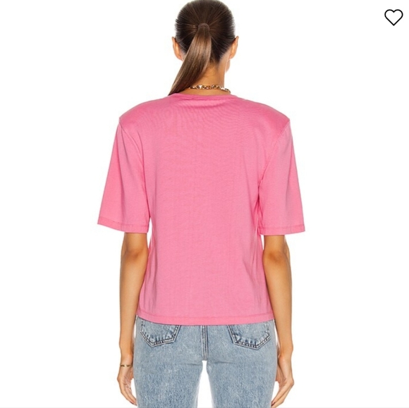 JONATHAN SIMKHAI STANDARD Kyler Shoulder Pad Organic Cotton Tee in Pink - Picture 2 of 8